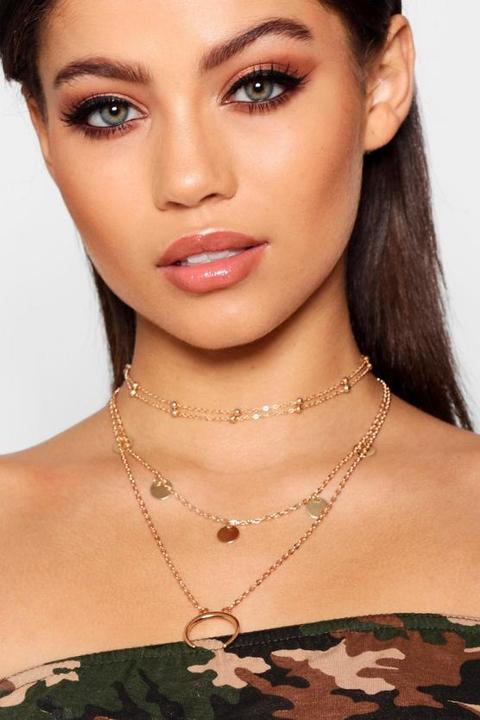 Layered Horn & Coin Choker Necklace