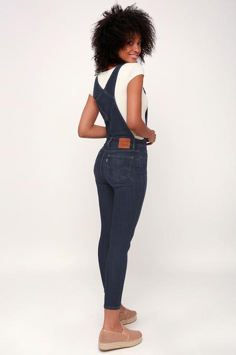 Over And Out Medium Wash Skinny Overalls - Lulus