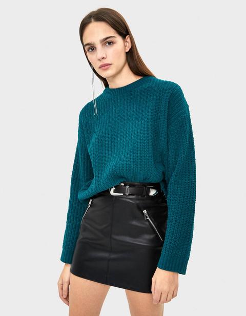 Jupe Similicuir Avec Ceinture