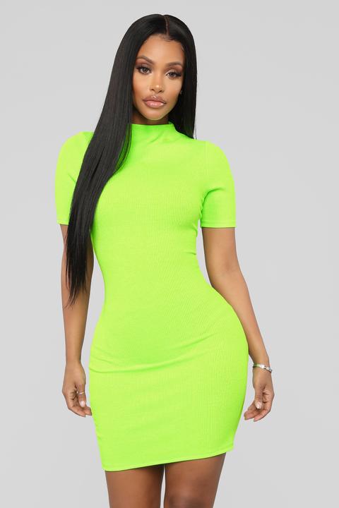 See You Anywhere Ribbed Midi Dress - Lime