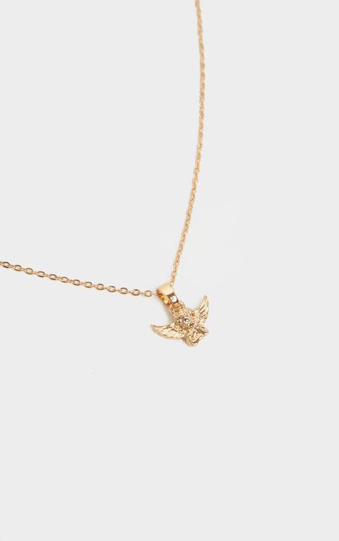 Gold Simple Chain Cherub Necklace