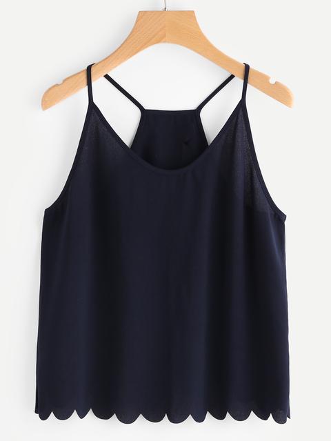 Scallop Detail Overlap Back Cami Top