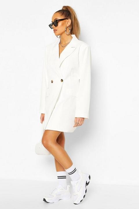 Womens Oversized Boyfriend Blazer Dress - White - 12, White