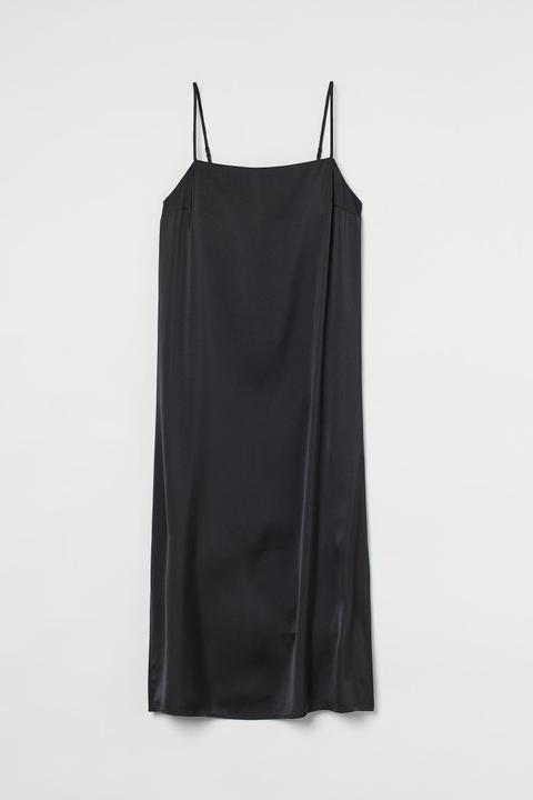 Vestido Lencero De Satén - Negro