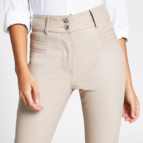 cream leather trousers