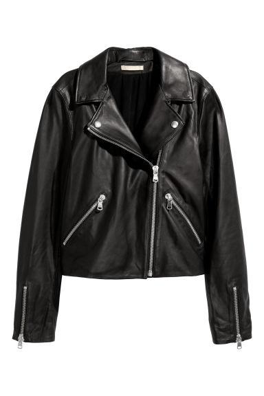 H & M - Giubbotto Biker In Pelle - Nero