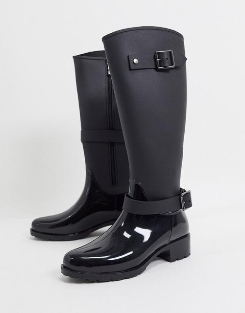 Botas De Agua En Negro Brillante De Asos Design