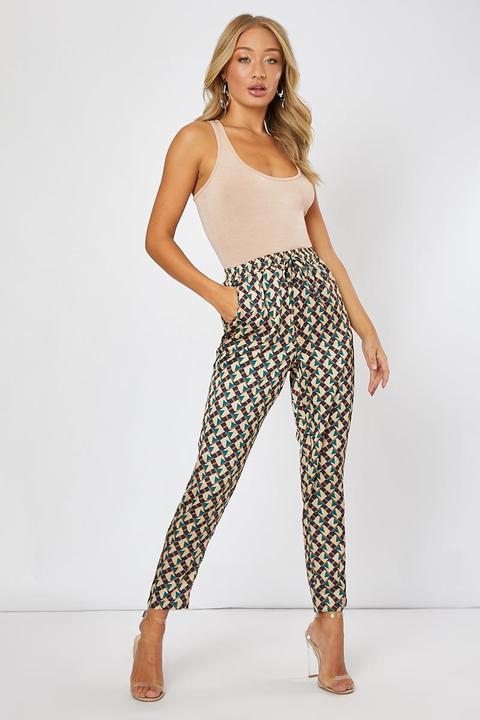 Green Trousers - Green Geo Print Co-ord Trousers