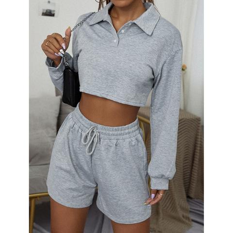 Drop Shoulder Tee & Drawstring Waist Track Shorts Set