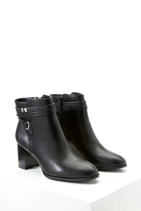 Faux Leather Block Heel Bootie