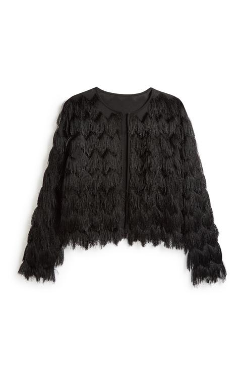 Black Fringe Cardigan