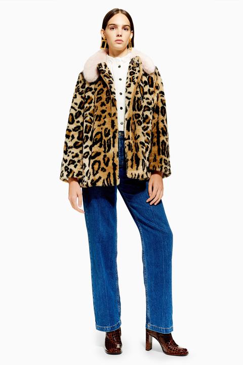 petite leopard faux fur coat