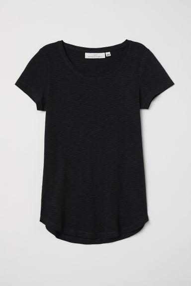 H & M - Top A Maniche Corte In Jersey - Nero