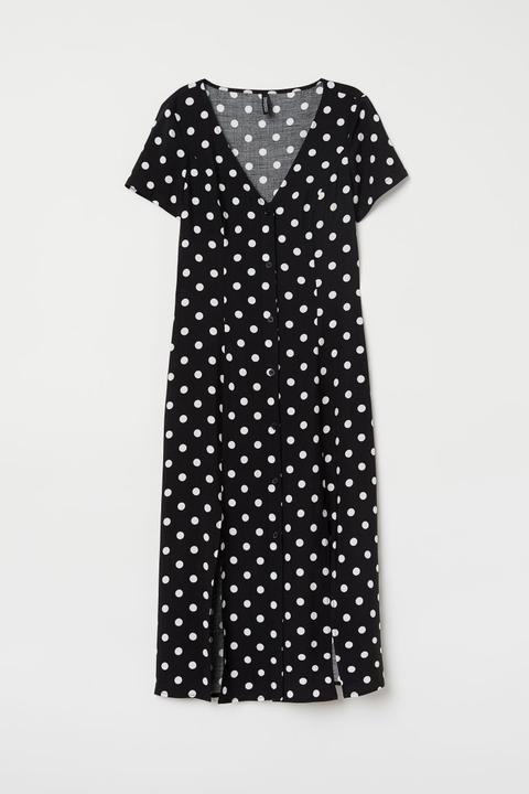 Vestido Con Escote De Pico - Negro