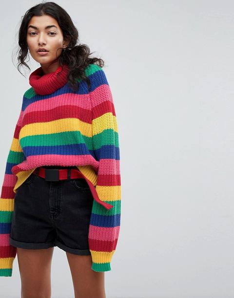 Lazy Oaf - Maglione Dolcevita A Righe Arcobaleno - Multicolore