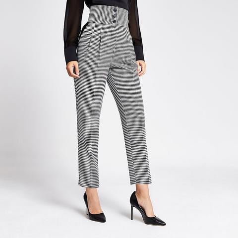 Black Check High Waist Trousers