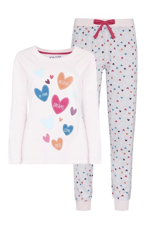 Pijama Rosa Con Corazones