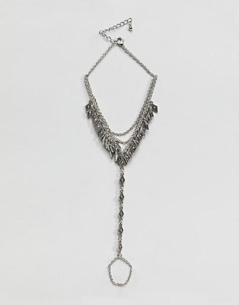 Asos Design - Catenina Da Piede Con Ciondolo A Losanga Inciso - Argento