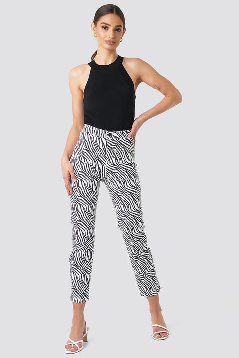 Na-kd Trend Zebra Denim Pants - Multicolor