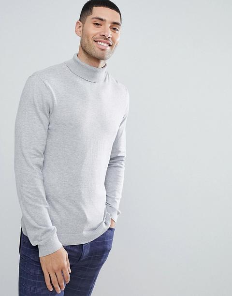 Jersey De Cuello Vuelto De Algodón En Gris De Asos Design