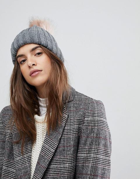 Gorro Con Pompón De Piel Sintética De Warehouse