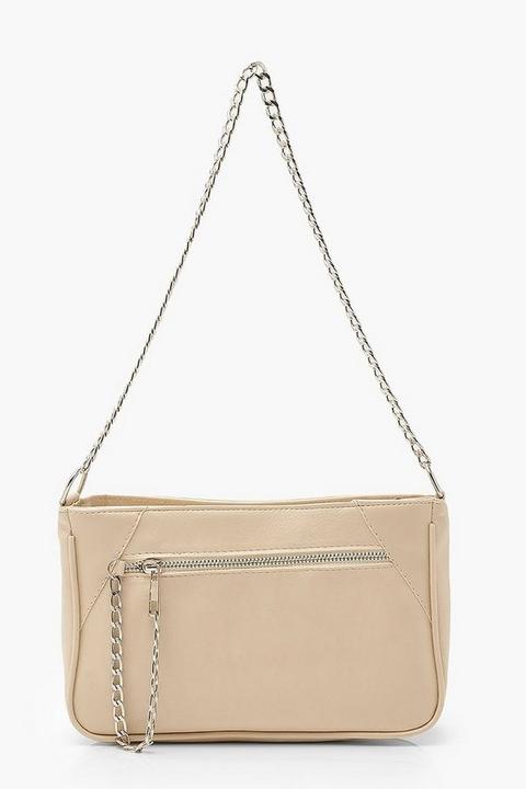 Womens Chain Strap Under Arm Bag - Beige - One Size, Beige