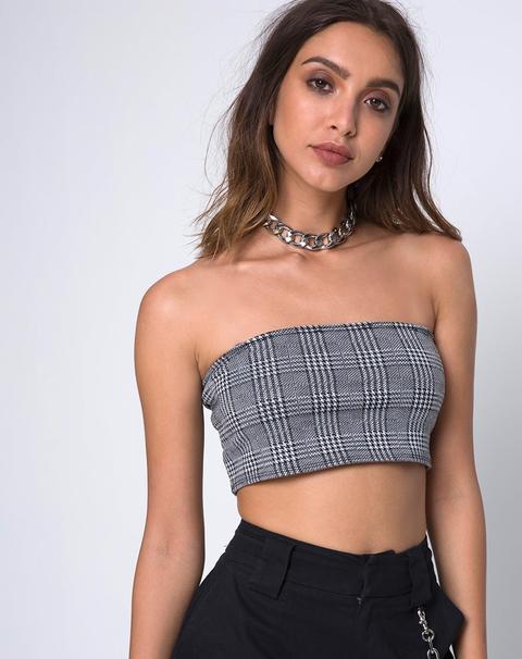Kylie Crop Top In Charles Check Grey