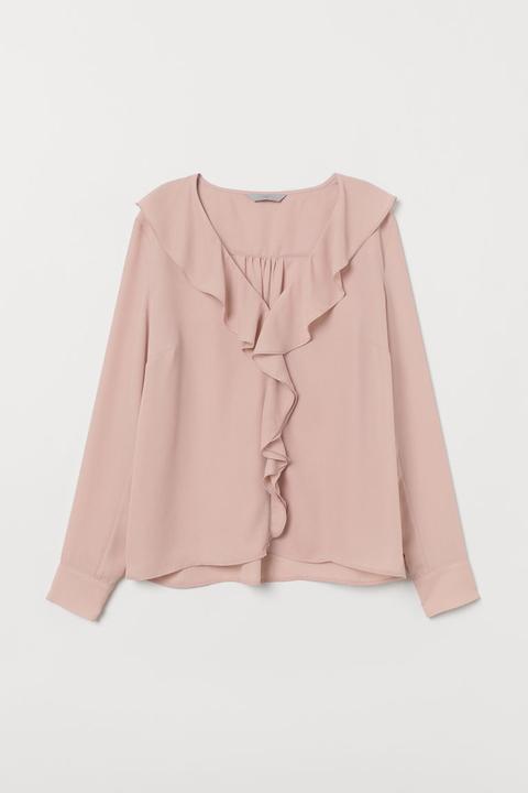 H & M - Camicetta Con Volant - Rosa