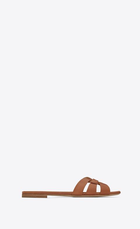 Tribute Flat Sandals In Smooth Leather