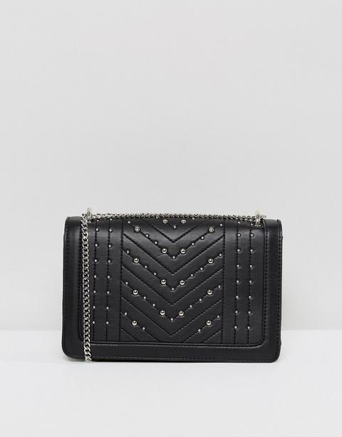 Pimkie - Borsa Da Spalla Borchiata Con Tracolla A Catenella - Nero