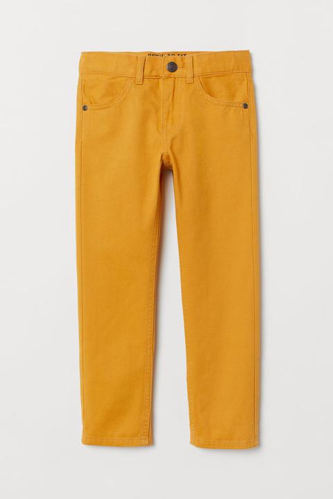 H & M - Pantaloni Regular Fit In Twill - Giallo