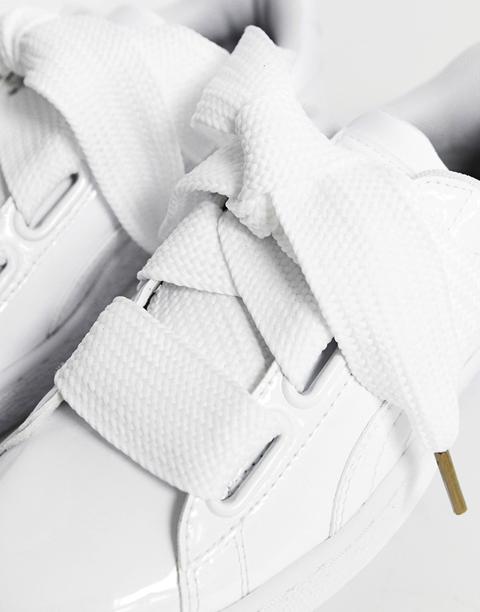 puma patent basket heart trainer in white