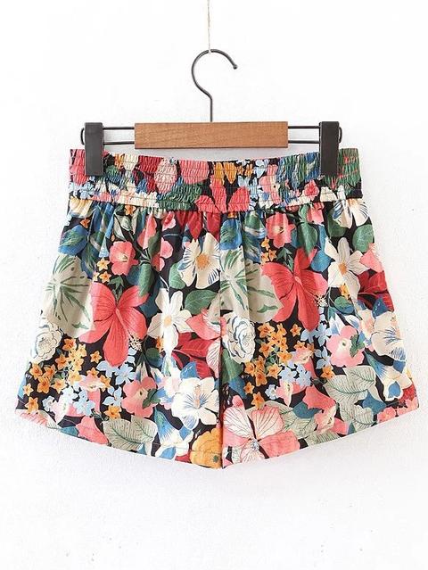 Shorts Con Estampado De Flor Con Cintura Elástica
