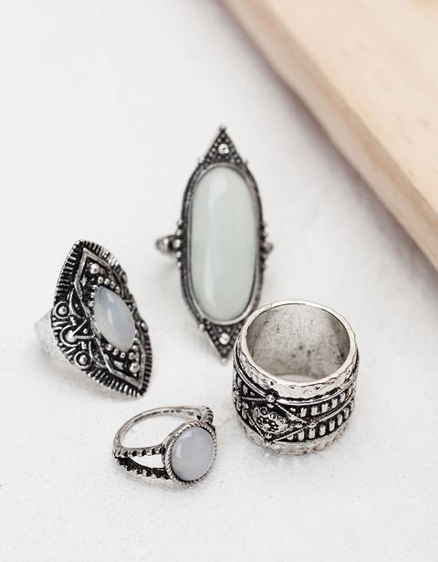 Anillos Piedra Opal Blanca