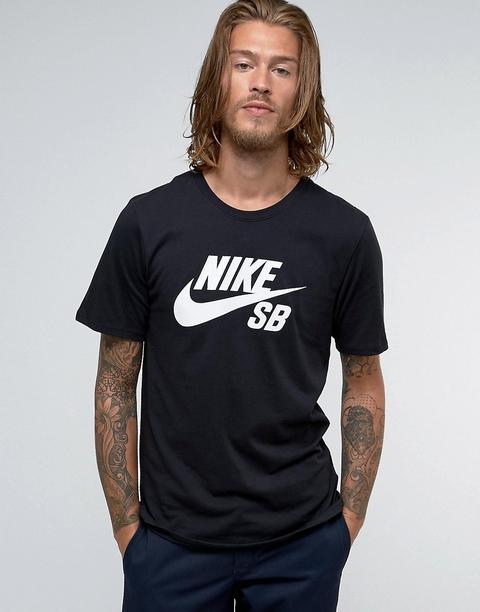 Nike - Sb 821946-013 - T-shirt Nera Con Logo - Nero