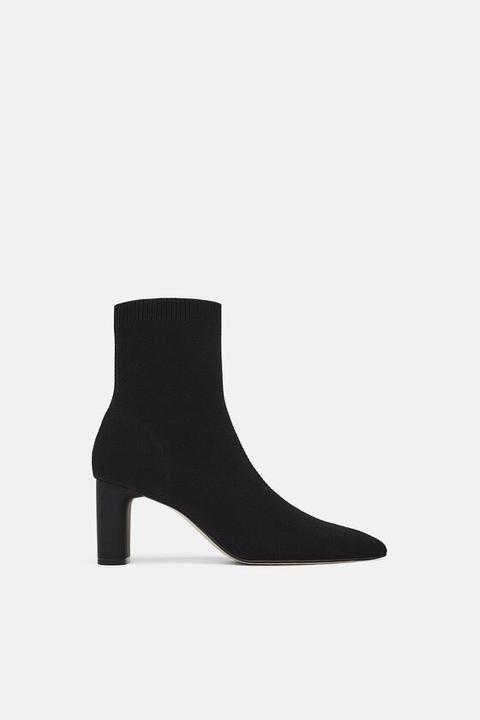 fabric heeled ankle boots