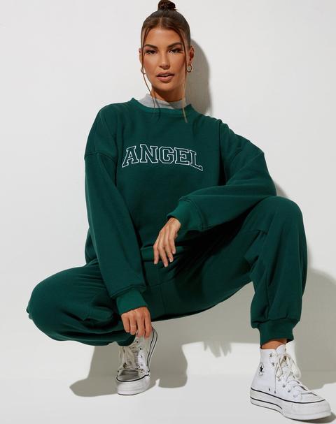 Glo Sweatshirt In Bottle Green With