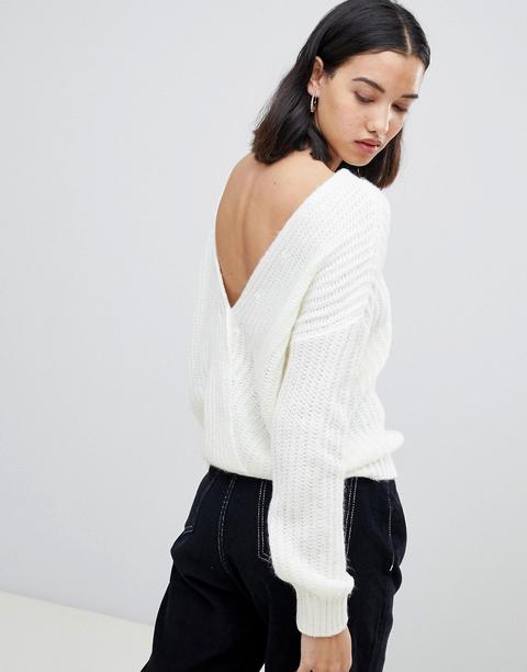 Asos Design - Maglione Con Incrocio Sulla Schiena - Bianco