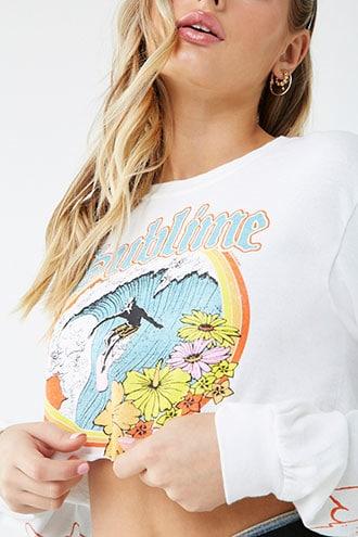 Forever 21 Sublime Crop Top White/multi