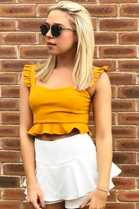 Mustard Frill Crop Top - Reta