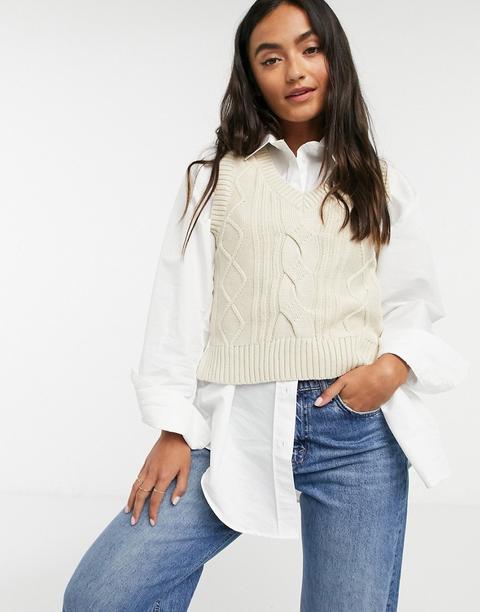 Monki Salina Organic Cotton Knitted Sweater Vest In Cream-neutral