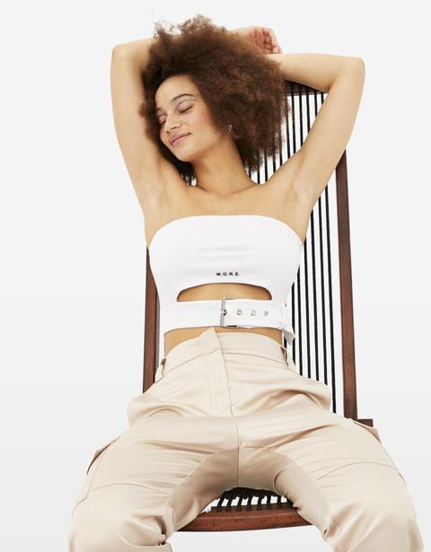 Top Bianco A Fascia Con Cintura