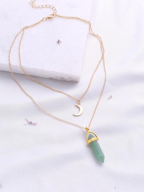 Green Pendant Double Layered Necklace