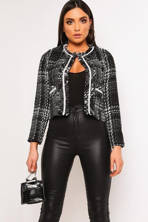 Black Tweed Tailored Short Jacket