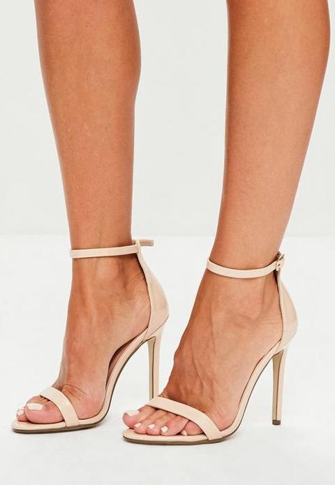 Nude Patent Ankle Strap Heels, Nude