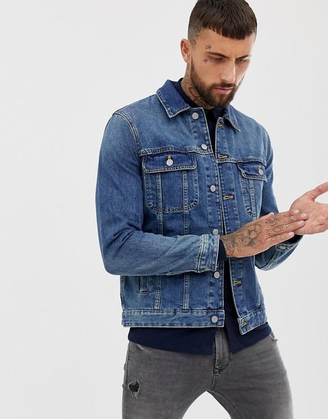 Asos Design - Veste En Jean Classique Avec Délavage Moyen