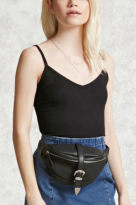 Buckled Faux Leather Fanny Pack