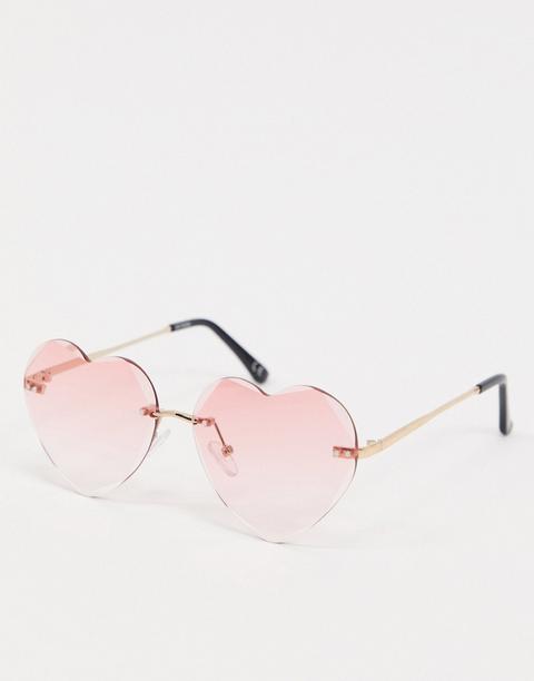 Gafas De Sol Rosas Con Montura Al Aire Y Diseño Biselado De Corazones De Asos Design