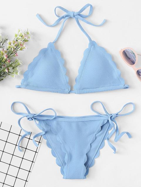 Set De Bikini Ribete En Forma De Concha Con Lazo