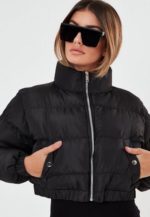 black cropped padded puffer jacket